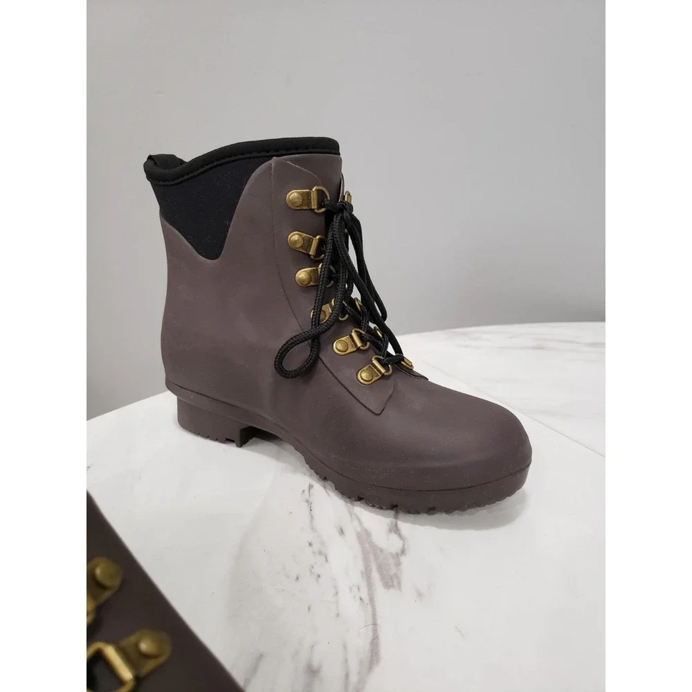 NEW NO BOX SIZE 5 Roma Women's Rain Boots Evol Matte BROWN SLIP ON GARDEN ANKLE